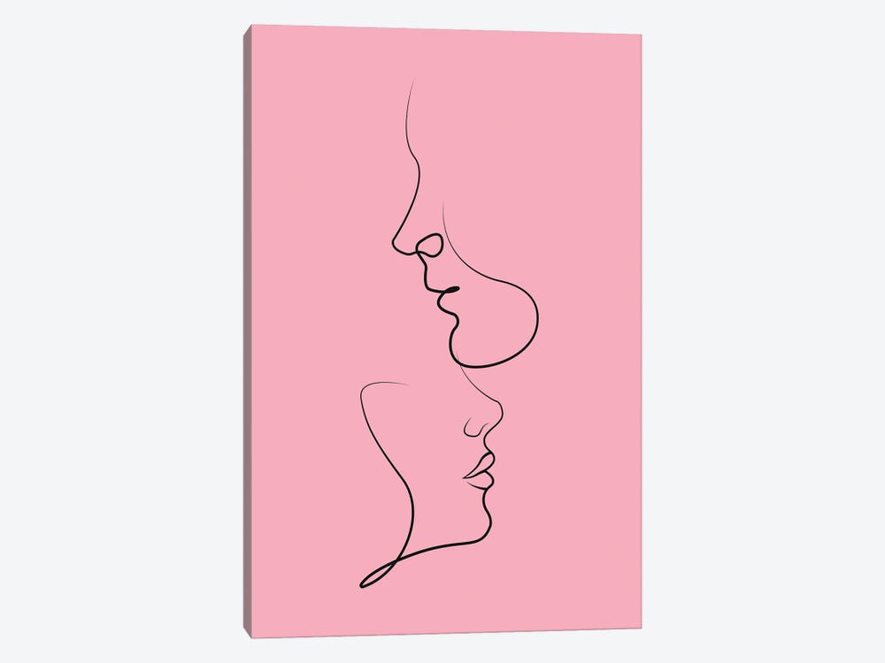 Couple Line Art Pink by Jania Sharipzhanova 1-piece Art Print