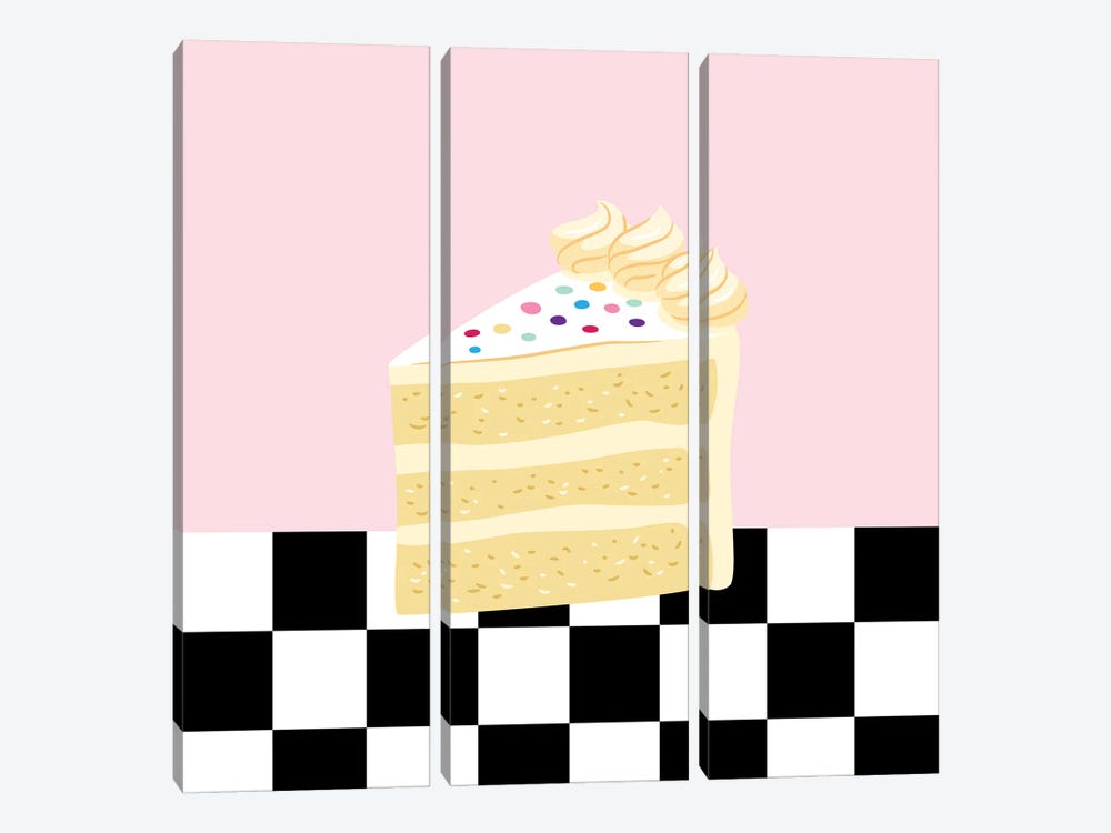 Birthday Cake From Retro Diner by Jania Sharipzhanova 3-piece Canvas Art Print