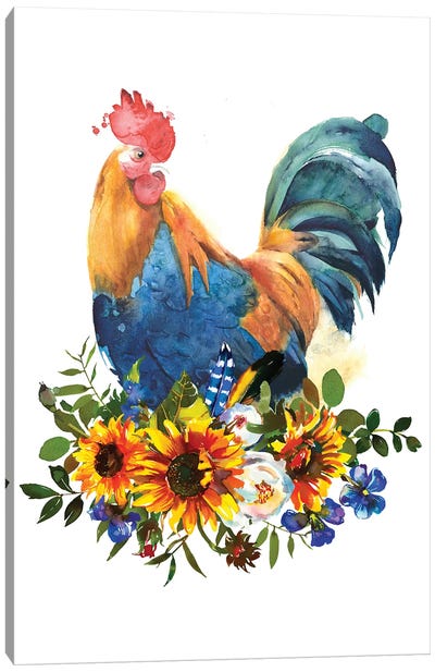 Rooster Art Canvas Art Print - Jania Sharipzhanova