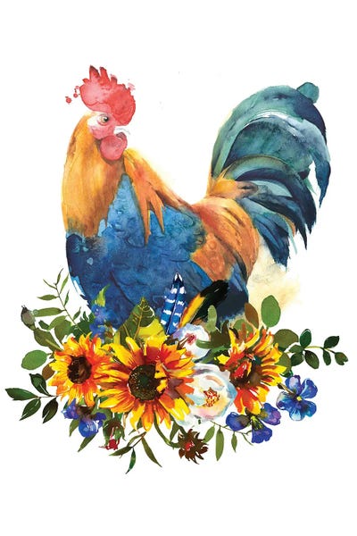 French Country Décor: Rooster Art by Jania Sharipzhanova