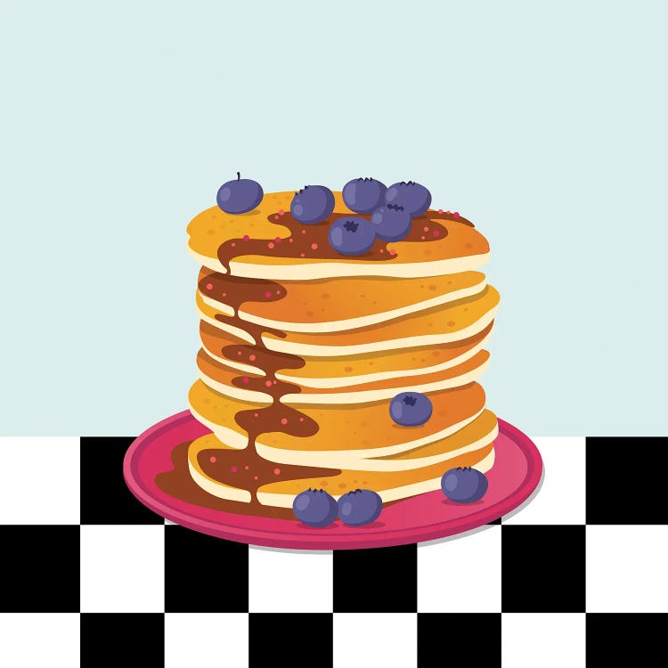 Diner Pancakes With Blueberries by Jania Sharipzhanova wall art
