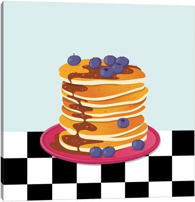 Diner Pancakes With Blueberries Canvas Art Print - Berry Art