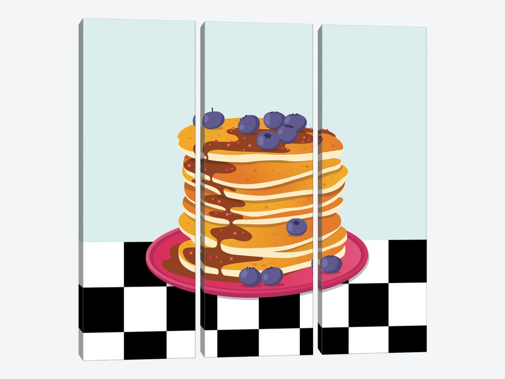 Diner Pancakes With Blueberries by Jania Sharipzhanova 3-piece Art Print