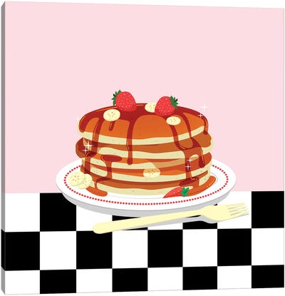 Retro Diner Style Pancakes Canvas Art Print - Cake & Cupcake Art