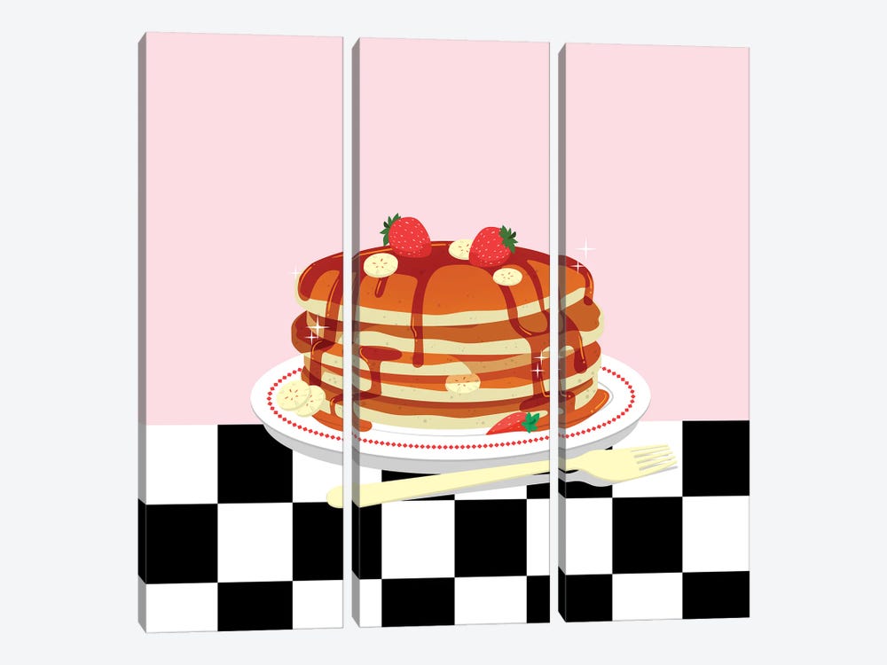 Retro Diner Style Pancakes by Jania Sharipzhanova 3-piece Canvas Art Print