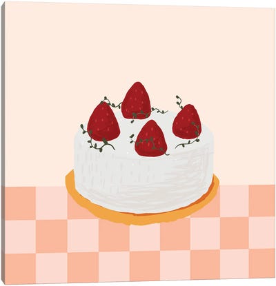 Strawberry Cake Canvas Art Print - Cake & Cupcake Art