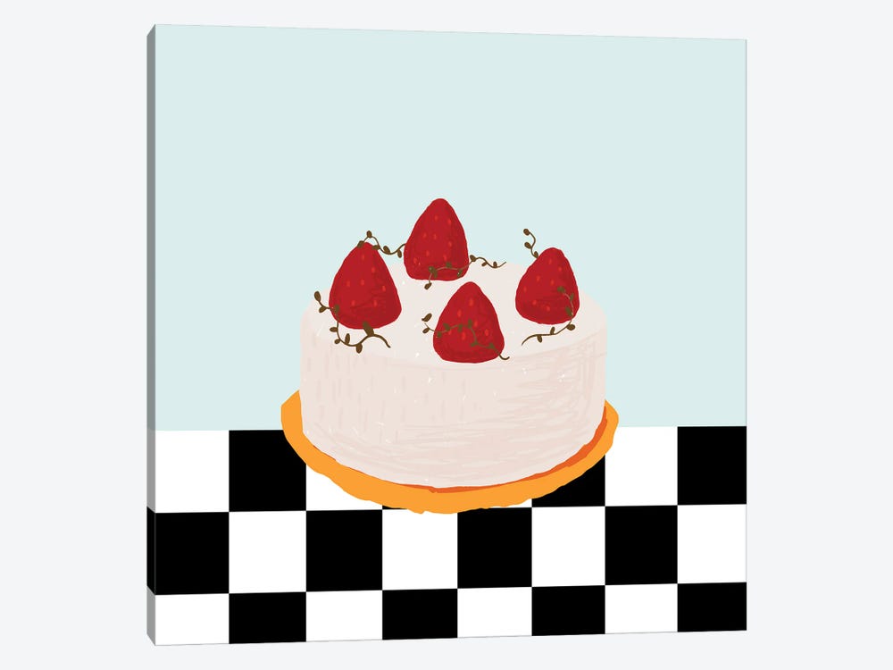 Strawberry Cake From Diner by Jania Sharipzhanova 1-piece Canvas Artwork
