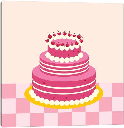 Retro Style Cake Canvas Art Print - Cake & Cupcake Art