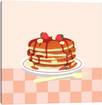 Pancakes In Diner Canvas Art Print - Cake & Cupcake Art