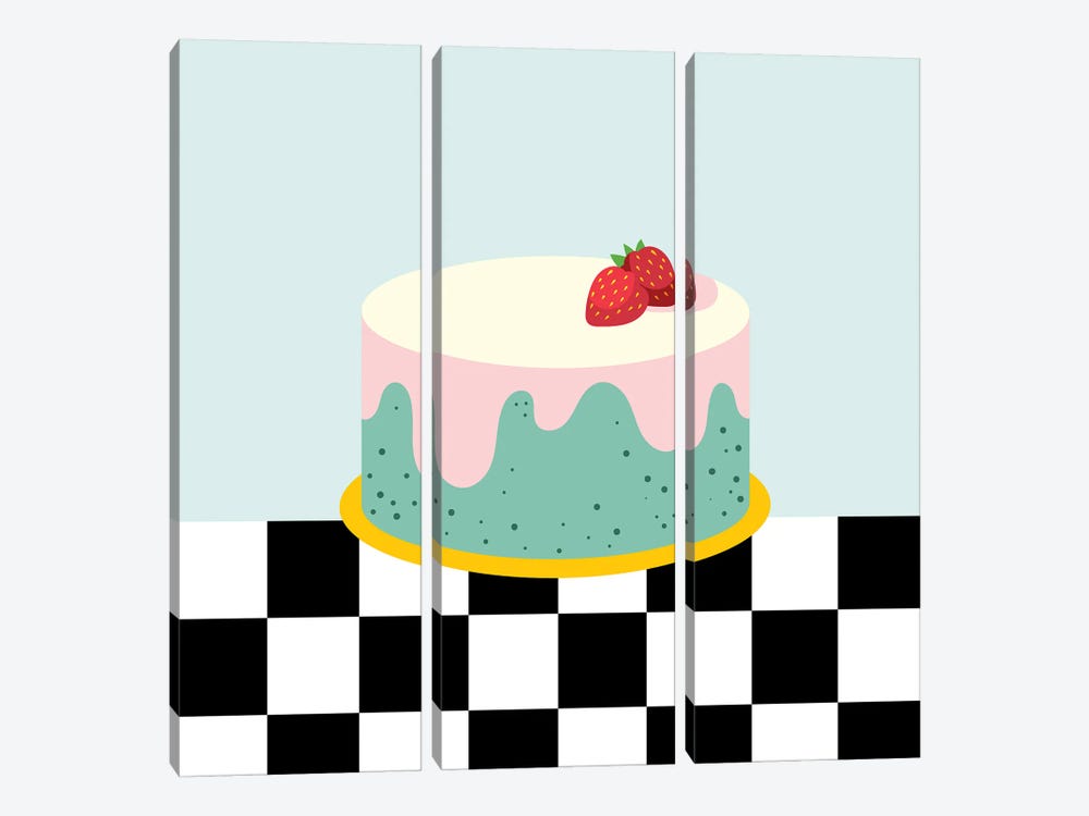 Diner Style Cake by Jania Sharipzhanova 3-piece Canvas Print