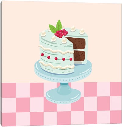 Retro Diner Style Cake Canvas Art Print - Berry Art