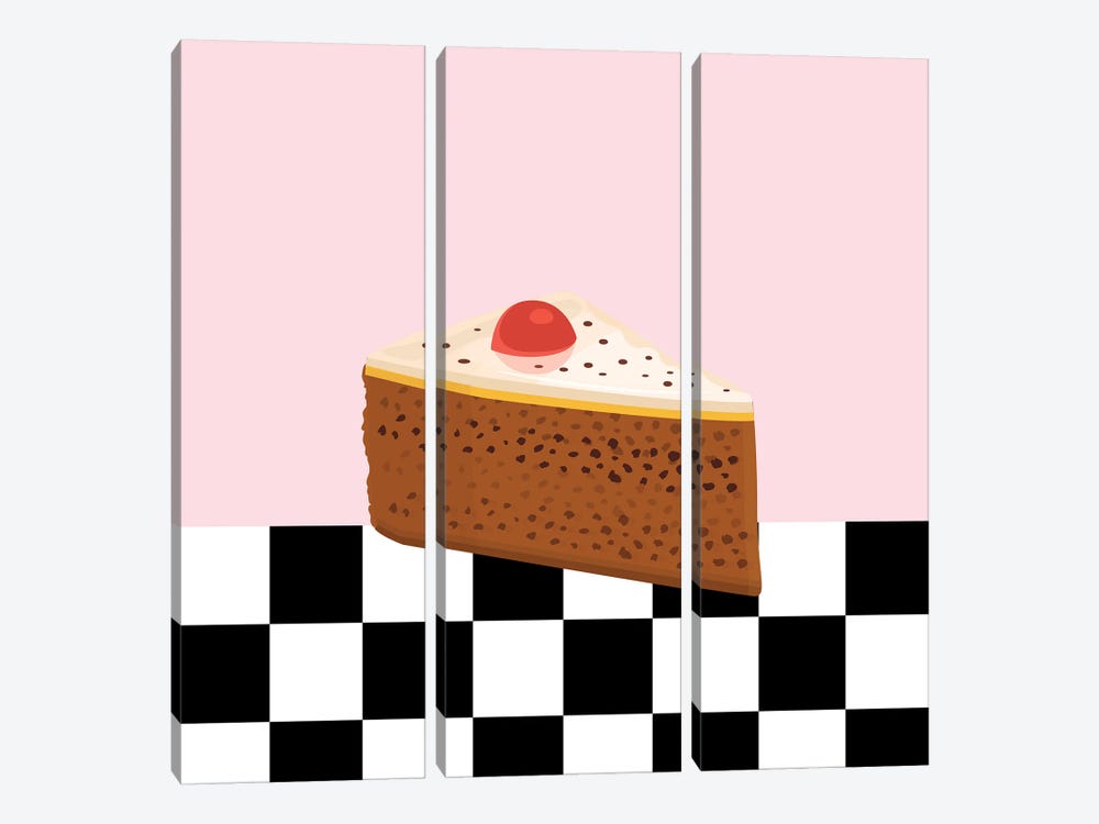 Piece Of Retro Diner Style Cake by Jania Sharipzhanova 3-piece Canvas Art