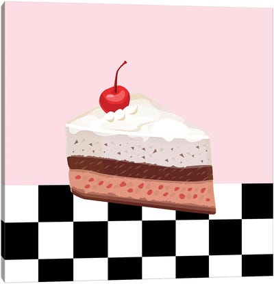 Piece Of Cake In Diner Canvas Art Print - Cake & Cupcake Art