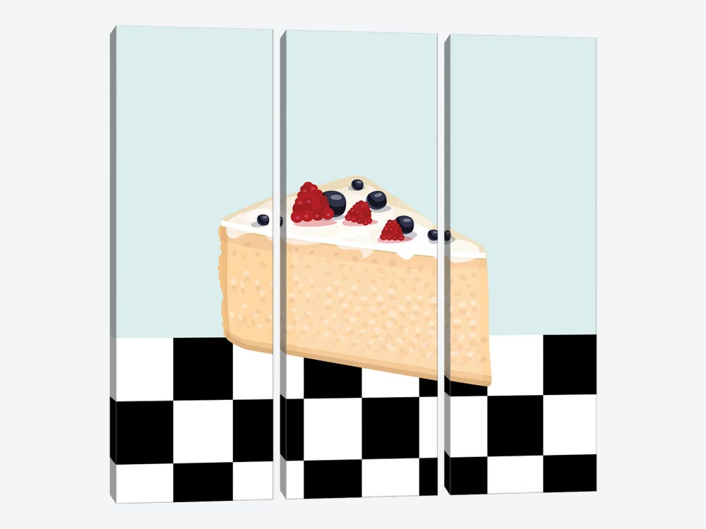 Piece Of Cheesecake From Retro Diner by Jania Sharipzhanova 3-piece Canvas Art