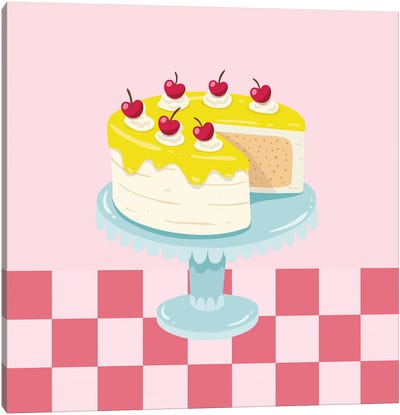 Cake From Retro Diner Canvas Art Print - Cherry Art