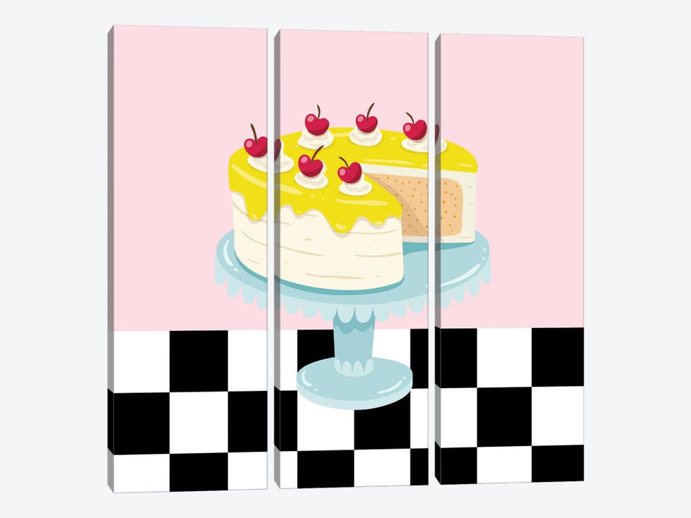 Cake From Vintage Diner by Jania Sharipzhanova 3-piece Canvas Art Print