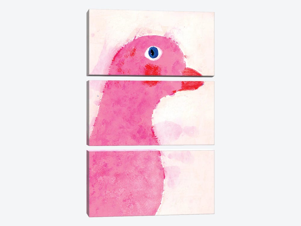 Pink Bird by Jania Sharipzhanova 3-piece Canvas Art Print