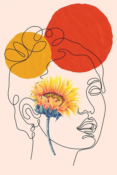 Minimalist Bohemian Decor: Boho Abstract Female Portrait by Jania Sharipzhanova