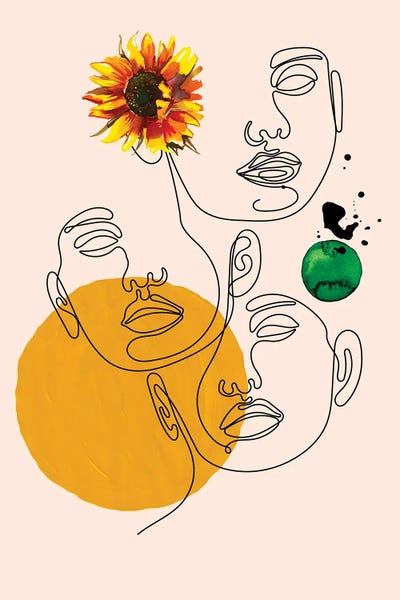 Minimalist Bohemian Decor: Abstract Faces by Jania Sharipzhanova