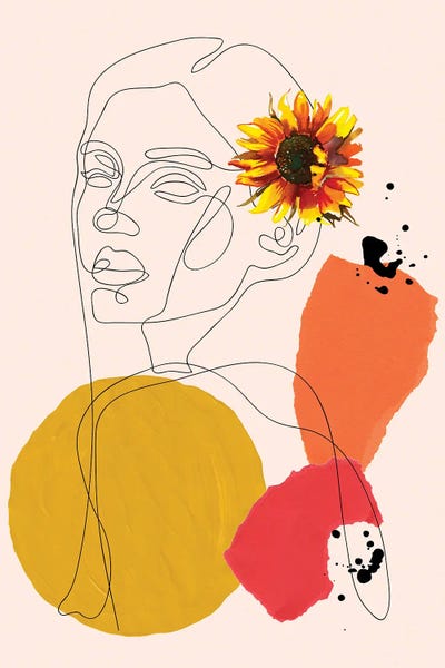 Minimalist Bohemian Decor: Collage Woman Portrait by Jania Sharipzhanova