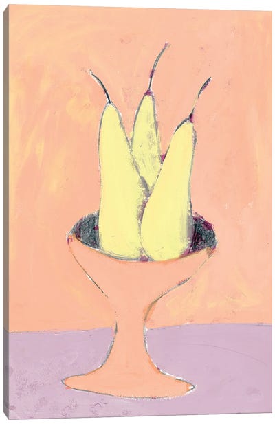 Yellow Pears Canvas Art Print - Pantone 2024 Peach Fuzz