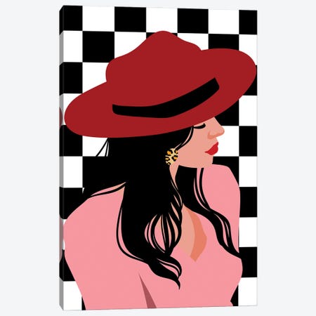 Lady In A Hat Canvas Print #SHZ323} by Jania Sharipzhanova Canvas Art Print
