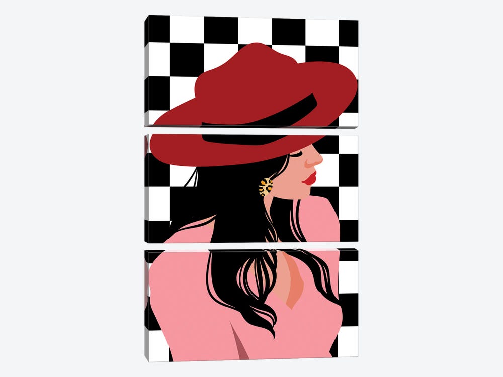 Lady In A Hat by Jania Sharipzhanova 3-piece Canvas Art Print