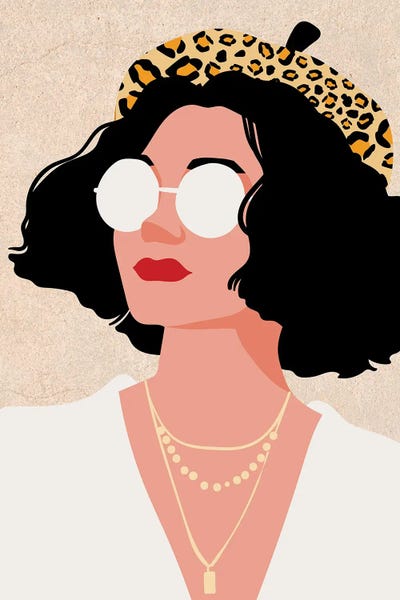 Cheetah Beret by Jania Sharipzhanova framed canvas print