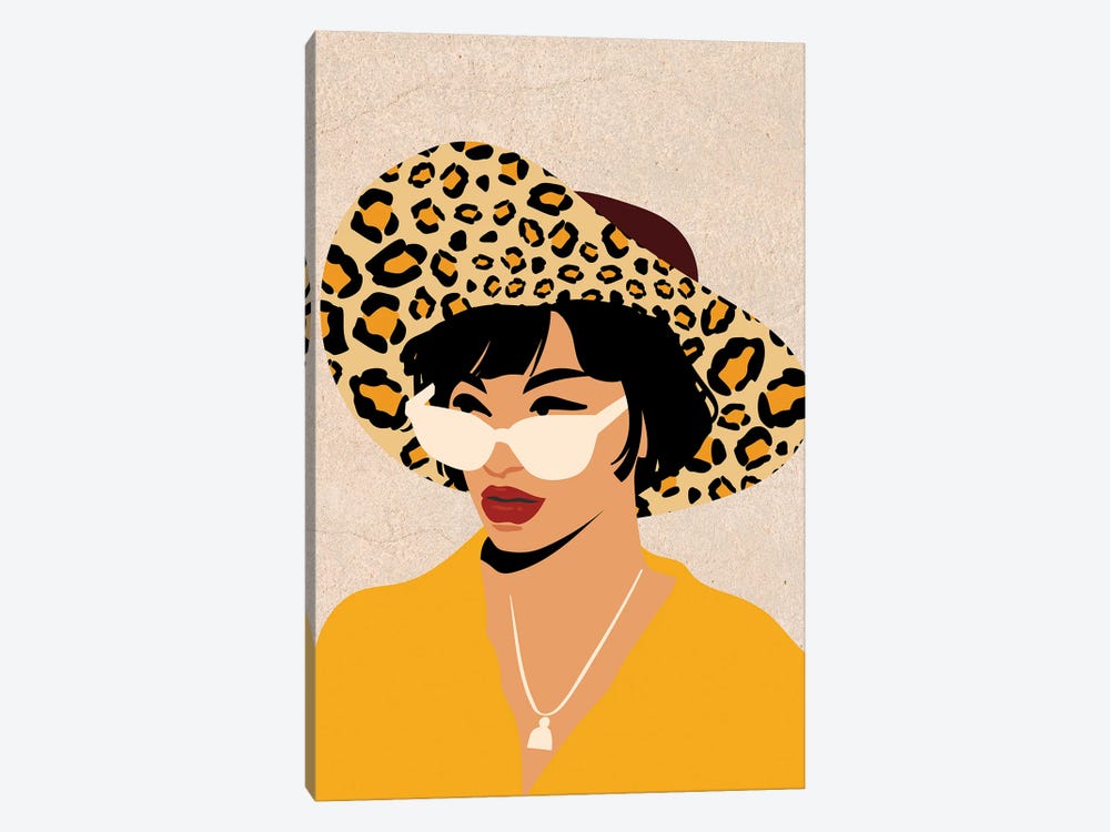 Girl In Leopard Hat by Jania Sharipzhanova 1-piece Canvas Wall Art