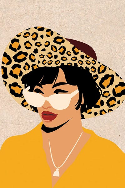 Jania Sharipzhanova: Girl In Leopard Hat by Jania Sharipzhanova