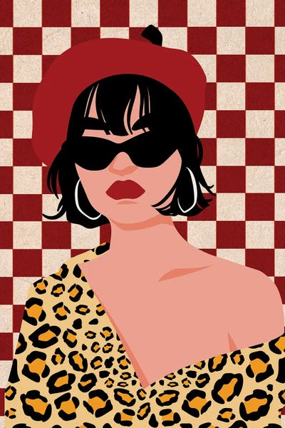 Animal Patterns: Girl In Beret by Jania Sharipzhanova
