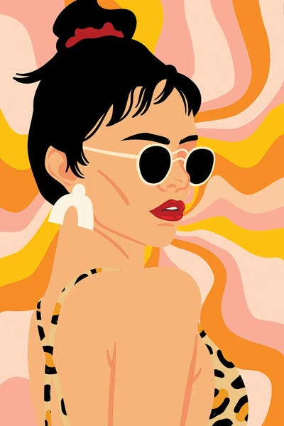 Animal Patterns: Groovy Girl Portrait by Jania Sharipzhanova