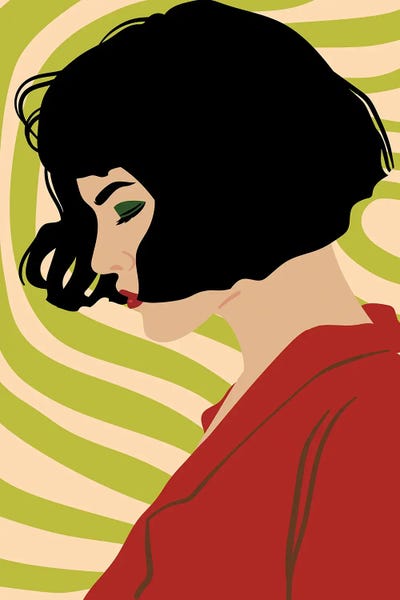 Jania Sharipzhanova: Green Boho Girl Portrait by Jania Sharipzhanova