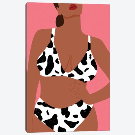 Cow Swimsuit Canvas Print #SHZ354} by Jania Sharipzhanova Art Print