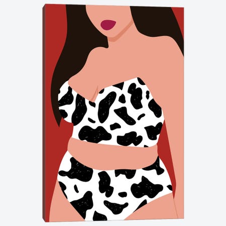 New Cow Swimsuit Canvas Print #SHZ356} by Jania Sharipzhanova Canvas Print
