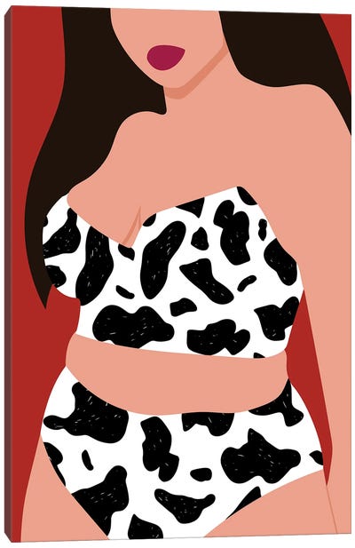 New Cow Swimsuit Canvas Art Print - Animal Patterns