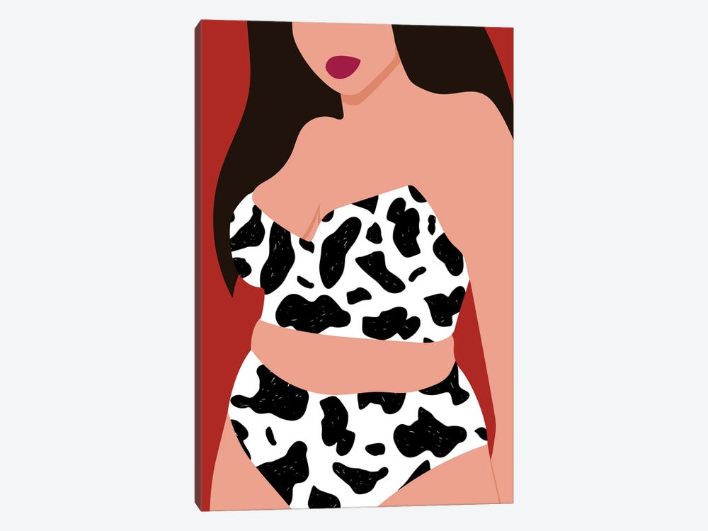 New Cow Swimsuit by Jania Sharipzhanova 1-piece Canvas Print