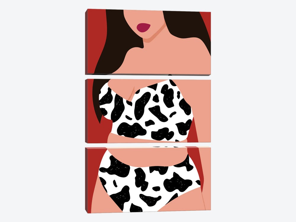 New Cow Swimsuit by Jania Sharipzhanova 3-piece Canvas Art Print