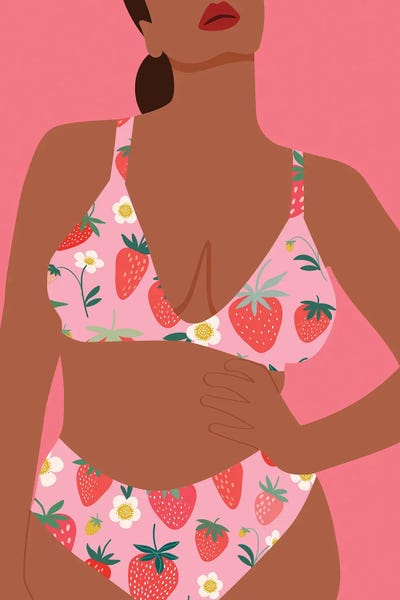 New Strawberry Swimsuit by Jania Sharipzhanova framed canvas print