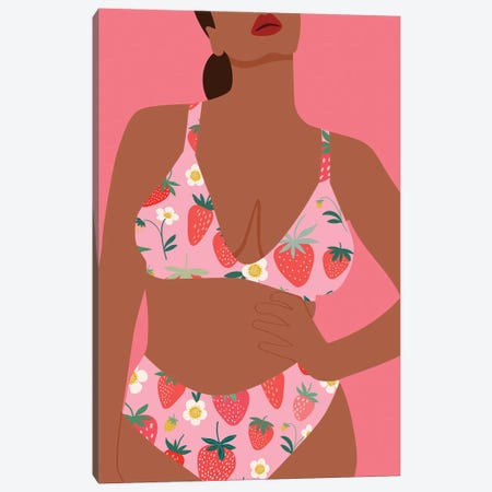 New Strawberry Swimsuit Canvas Print #SHZ357} by Jania Sharipzhanova Canvas Art Print