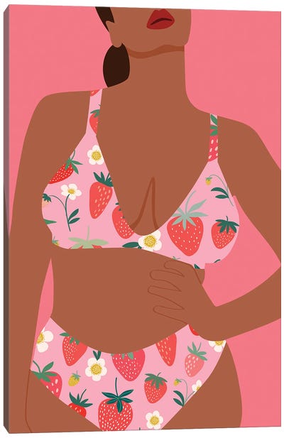 New Strawberry Swimsuit Canvas Art Print - Berry Art