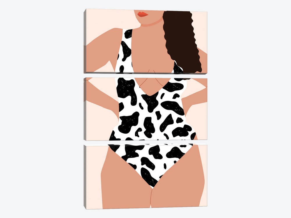 Cow Pattern Swimwear by Jania Sharipzhanova 3-piece Canvas Artwork