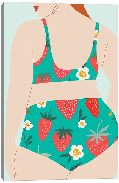 Cottagecore Swimsuit Canvas Art Print - Berry Art