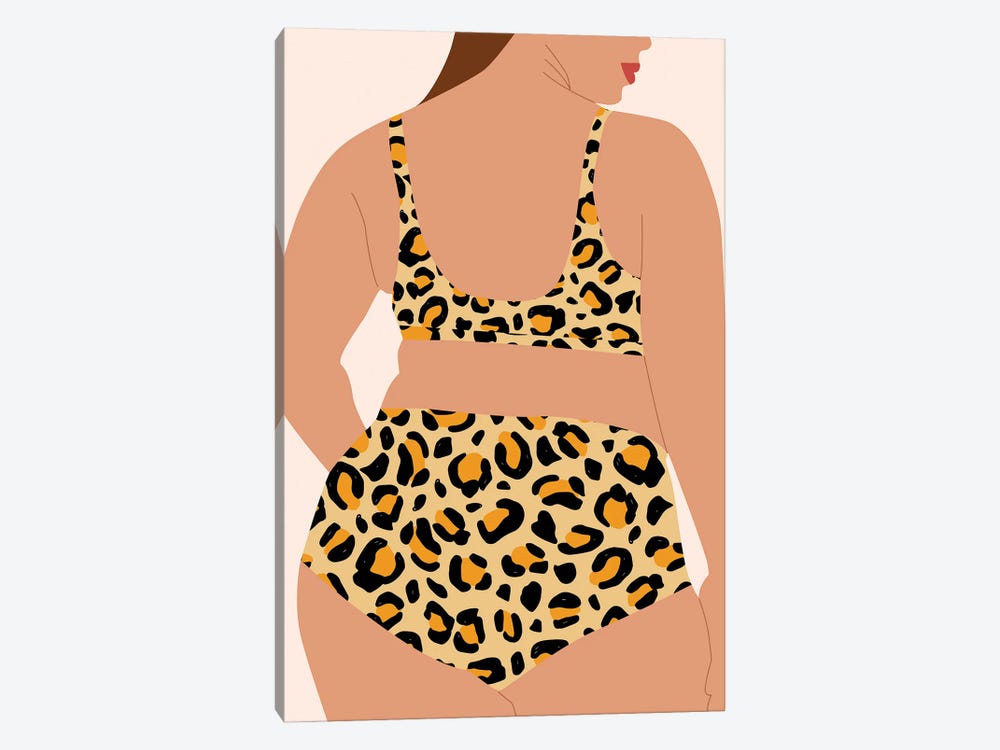 Leopard Bikini by Jania Sharipzhanova 1-piece Canvas Art Print