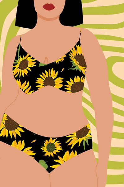 Sunflower Swimsuit by Jania Sharipzhanova multi panel art