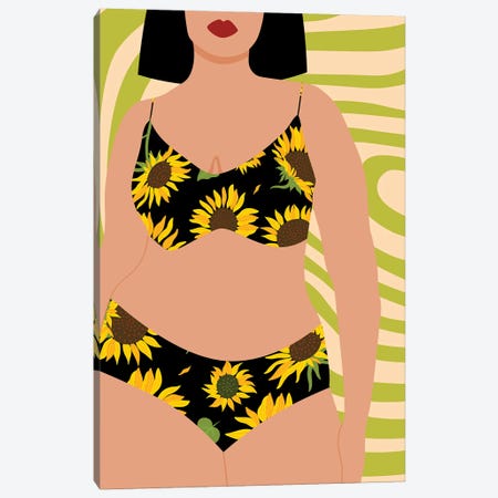 Sunflower Swimsuit Canvas Print #SHZ388} by Jania Sharipzhanova Canvas Art Print