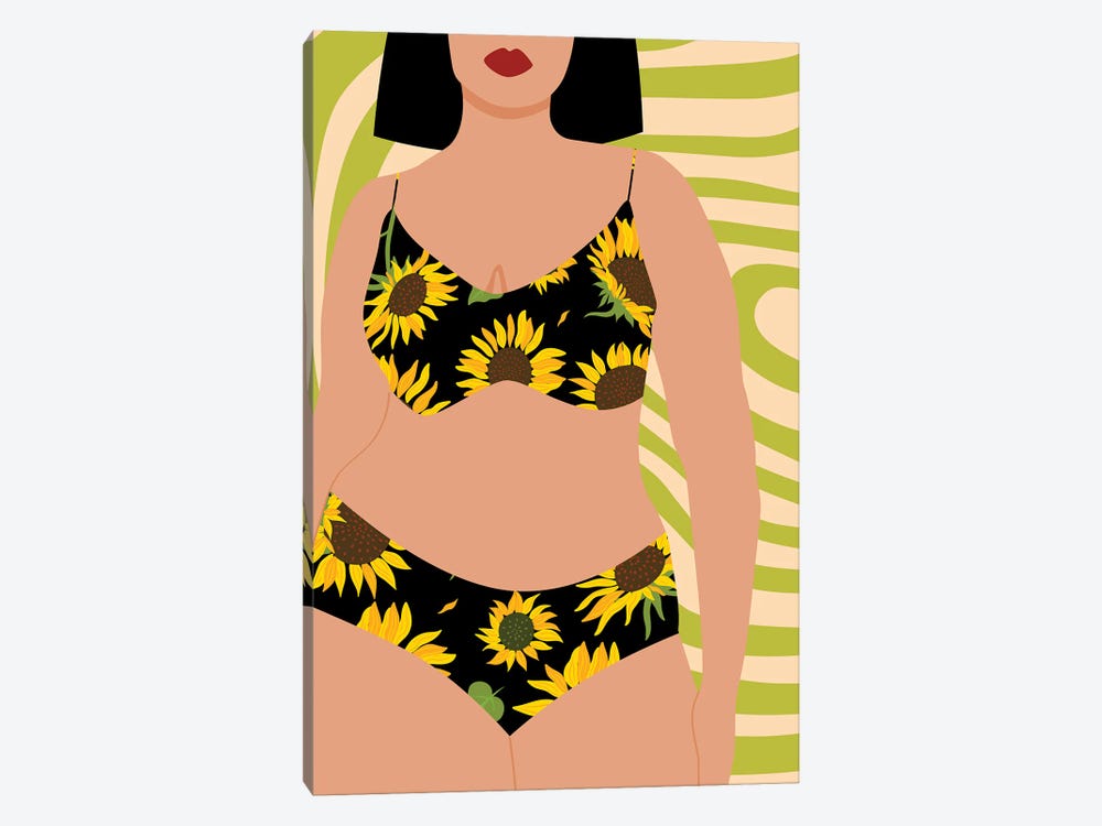 Sunflower Swimsuit by Jania Sharipzhanova 1-piece Canvas Wall Art