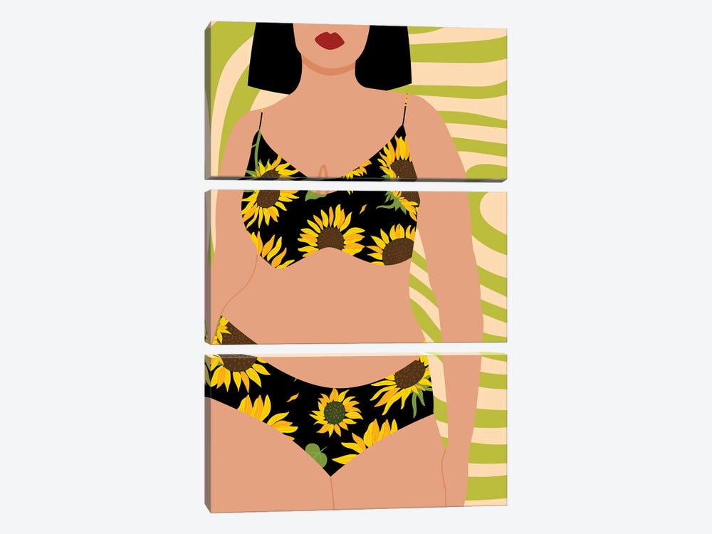 Sunflower Swimsuit by Jania Sharipzhanova 3-piece Canvas Art
