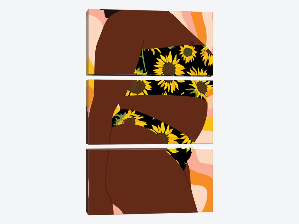 Sunflower Bikini by Jania Sharipzhanova 3-piece Canvas Print