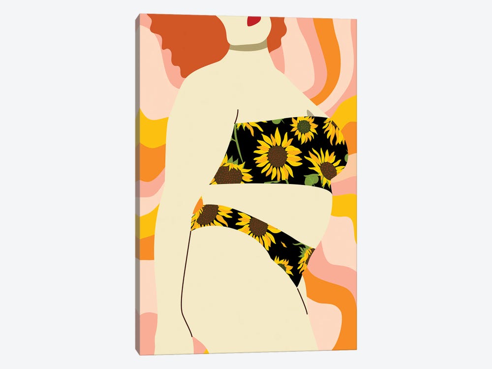 Groovy Sunflower Swimwear by Jania Sharipzhanova 1-piece Canvas Print